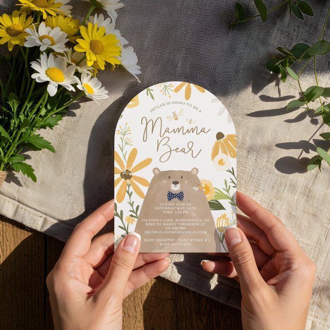 Invitation Momma Ours & Miel Doux Abeille Bébé Garçon Douche (Momma Bear & Sweet Honey Bee Baby Boy Shower Invitation)