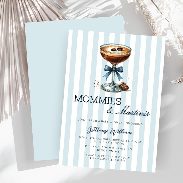 Invitation Mommies and Martinis Blue Bow Boy Baby shower (Créateur téléchargé)