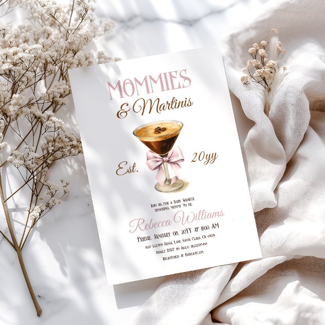 Invitation Mommies et Martini Tini One Girl Bow Baby shower (Créateur téléchargé)