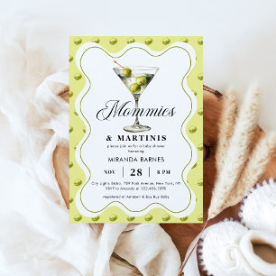 Invitation Mommies & Martinis Olive Martini Baby shower en ve