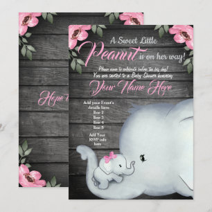 Invitation Mommy Baby Elephant Baby shower Invitation, rustiq