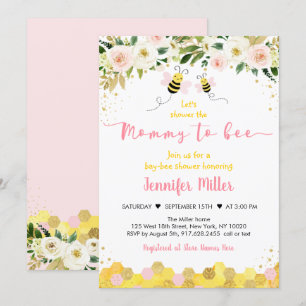 Invitation Mommy to Bee Baby shower Floral or rose