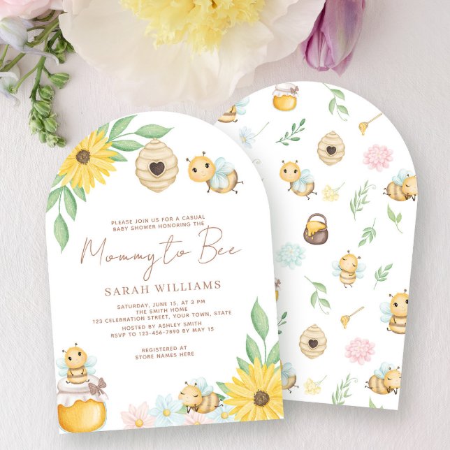 Invitation Mommy to Bee Cute Aquarelle Bumblebee Baby shower (Créateur téléchargé)