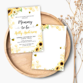 Invitation Mommy To Bee Lettering & Honeycomb Baby Shower