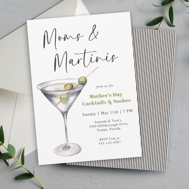 Invitation Moms et Martinis fête des mères Cocktail Party (Available in both printed and instant download digital formats.)