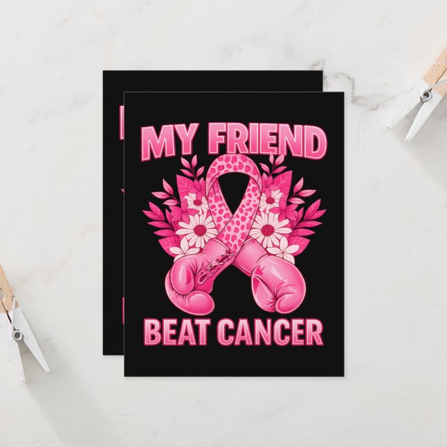 Invitation Mon ami a vaincu le cancer (Devant/Arrière en situation)
