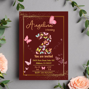 Invitation Mon ange a deux ans : l'anniversaire de mon papill