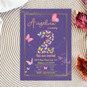 Invitation Mon ange a deux ans : l'anniversaire de mon papill