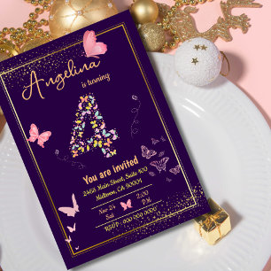 Invitation Mon ange a quatre ans : anniversaire de mon papill