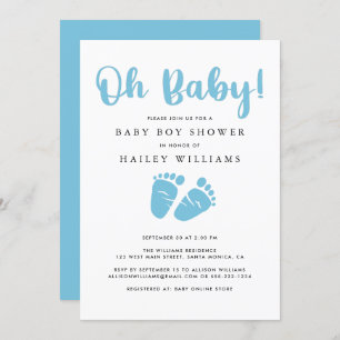 Invitation Mon bébé   Baby Feet Boy Baby shower bleu