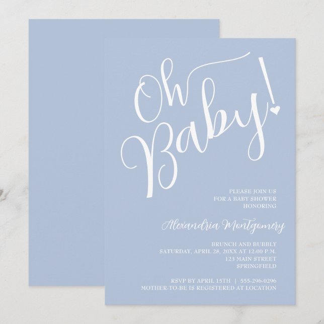 Invitation Mon bébé ! Baby shower Blue Boy (Devant / Derrière)