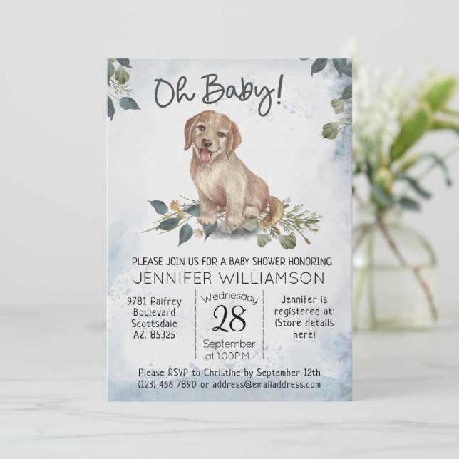 Invitation Mon bébé ! Baby shower Chien Chien (Debout devant)