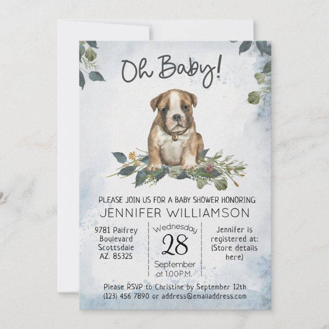 Invitation Mon bébé ! Baby shower Chien Chien Chien Chien Chi (Devant)