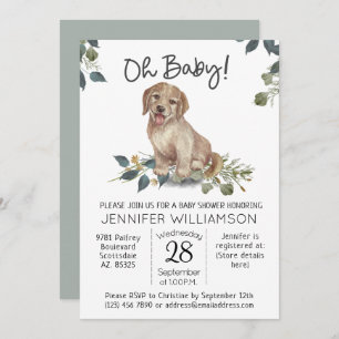 Invitation Mon bébé ! Baby shower chien mignon