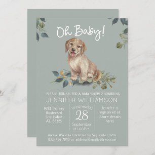 Invitation Mon bébé ! Baby shower Chien mignon moderne