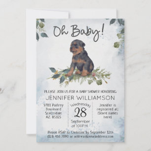 Invitation Mon bébé ! Baby shower de chien chiot Rottweiler