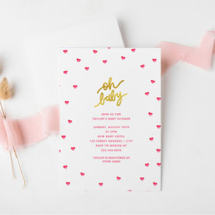 Invitation Mon bébé   Baby shower de fille de Coeurs minuscul