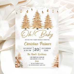 Invitation Mon bébé ! Baby shower de Noël Gold Tree