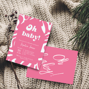 Invitation Mon bébé ! baby shower rose rose À damiers En vich