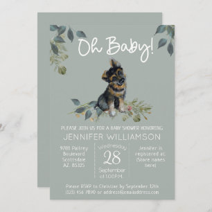 Invitation Mon bébé ! Chien Baby shower berger allemand Sage