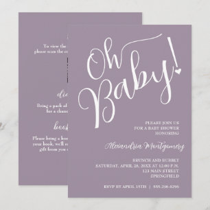 Invitation Mon bébé ! Code QR baby shower violet