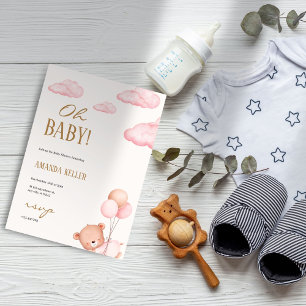 Invitation Mon bébé ! Douche bébé nuage rose doux