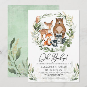 Invitation Mon bébé   Végétation douce Forêt Forêt Douche
