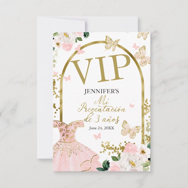 Invitation Mon Billet VIP pour la Présentation de 3 Ans Blush (Devant)
