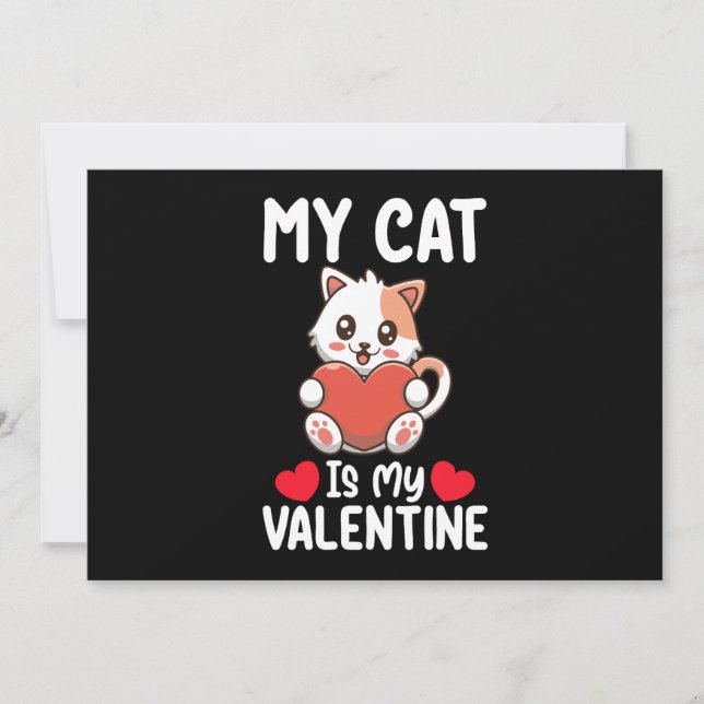 Invitation Mon Chat Est Ma Saint Valentin Amoureux Des Animau (Devant)