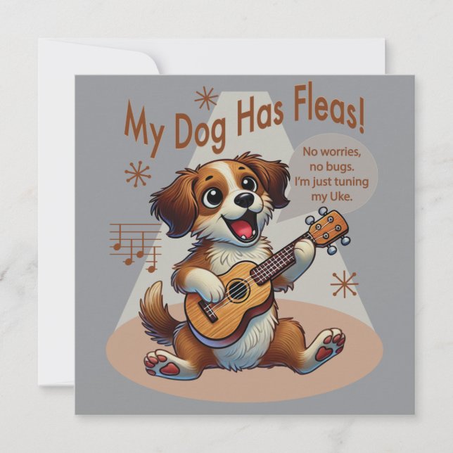 Invitation Mon Chien A Fleas Ukulele Tuning Chanson (Devant)