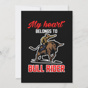 Invitation Mon Coeur Appartient À Bull Rider Cowboy Rodeo Cad