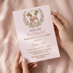 Invitation Mon dieu c'est une fête prénatale pour une petite 