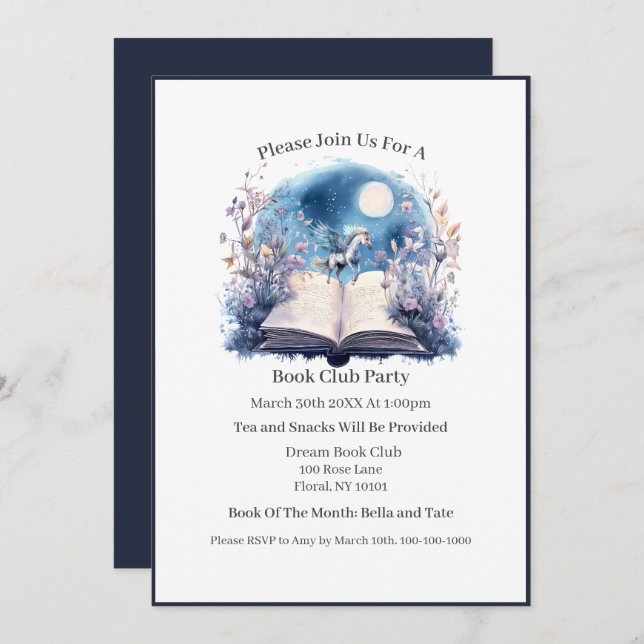 Invitation Mon Endroit Heureux Est... Club de lecture (Devant / Derrière)