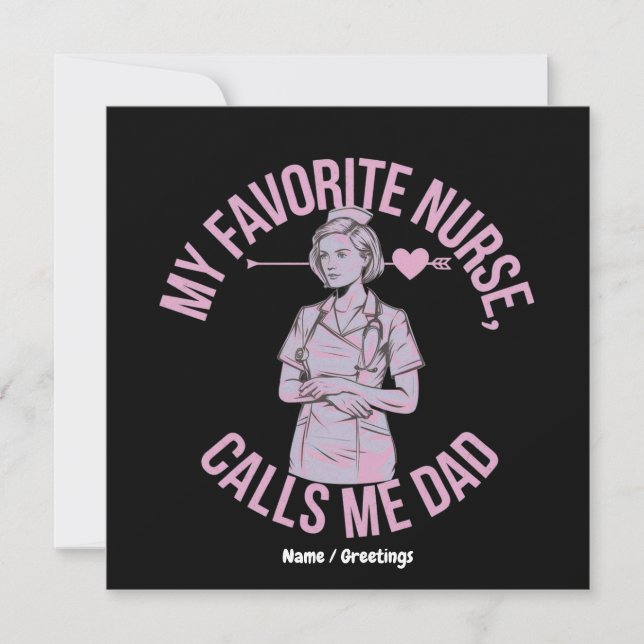 Invitation Mon infirmière préférée m'appelle papa drôle infir (Devant)