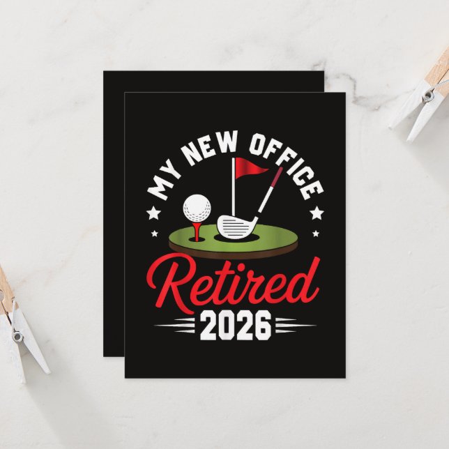 Invitation Mon Nouveau Bureau Retraité 2026 Golf Retraite (Devant/Arrière en situation)