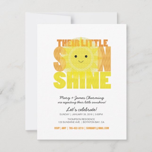 Invitation mon petit BABY SHOWER ensoleillé (Devant)