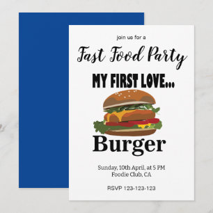 Invitation Mon Premier Amour Burger Restauration Rapide Fête