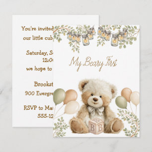 Invitation Mon premier anniversaire Beary Téléchargement numé