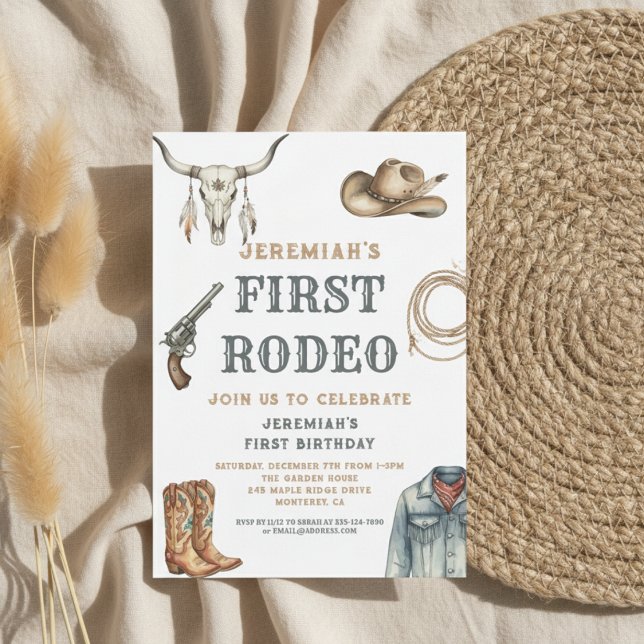 Invitation Mon Premier Cowboy de Rodéo 1er Anniversaire (Créateur téléchargé)