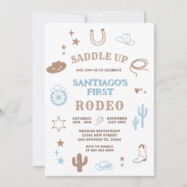 Invitation Mon premier Rodeo Cowboy Anniversaire (Devant)