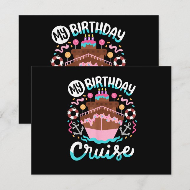 Invitation Mon voyage en croisière pour mon anniversaire (Devant / Derrière)