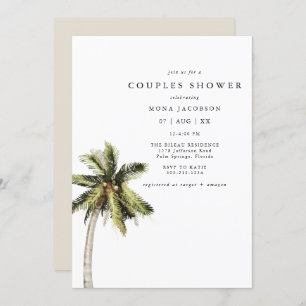 Invitation MONA Moderne Tropical Palm Tree Couples Douche