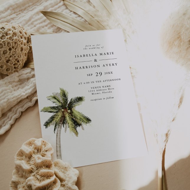 Invitation MONA Tropical Palm Tree Beach Mariage Photo (Créateur téléchargé)