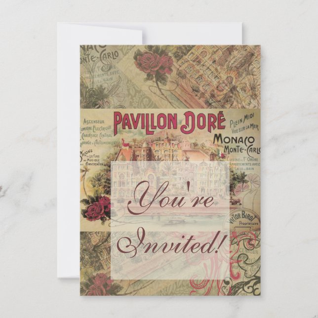 Invitation Monaco Fancy Côte d'Azur Vintage France (Devant)
