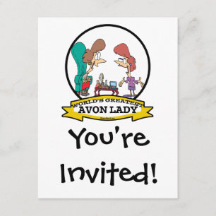 INVITATION MONDE LE PLUS GRAND AVON LADY WOMEN CARTOON