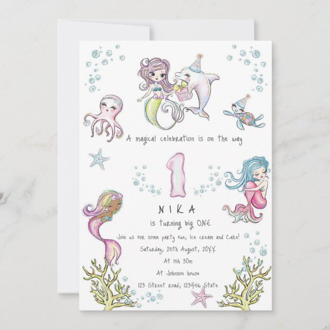 Invitation Monde marin magique (Devant)