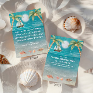 Invitation Monde Merveilleux Tropical Noël Fête de plage