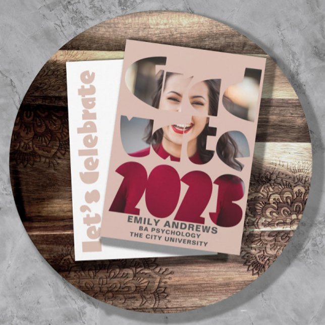 Invitation Mondern Simple Graduation Photo Rose Gold (Créateur téléchargé)