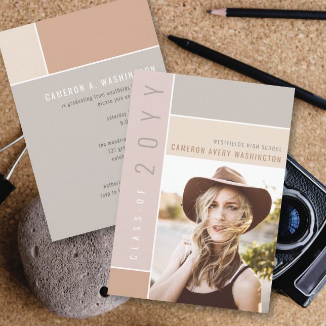 Invitation Mondrian Color Blocks Mood Photo Graduation Party  (Créateur téléchargé)