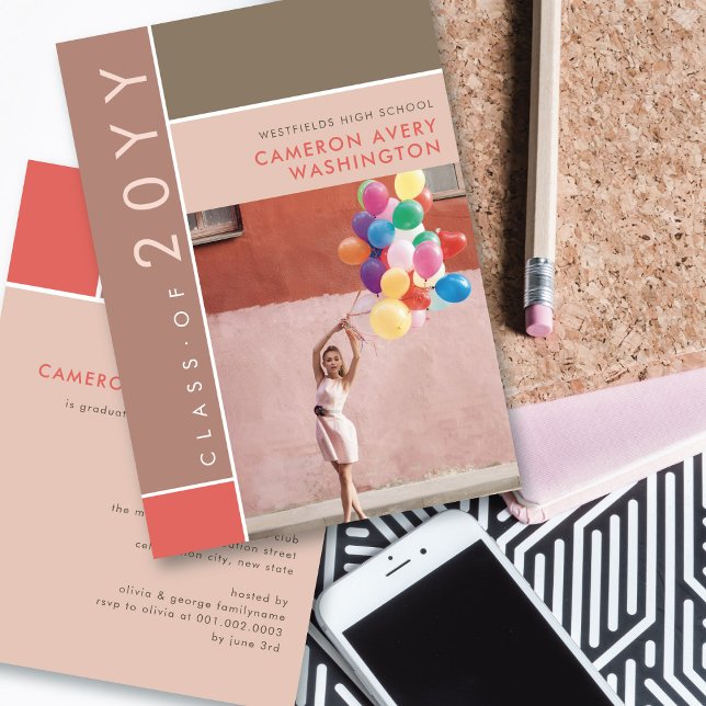 Invitation Mondrian Color Blocks Mood Photo Graduation Party (Créateur téléchargé)